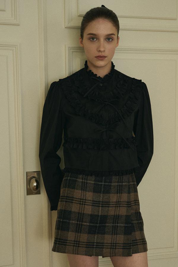 TAV Signature Frill Ribbon Blouse - Black