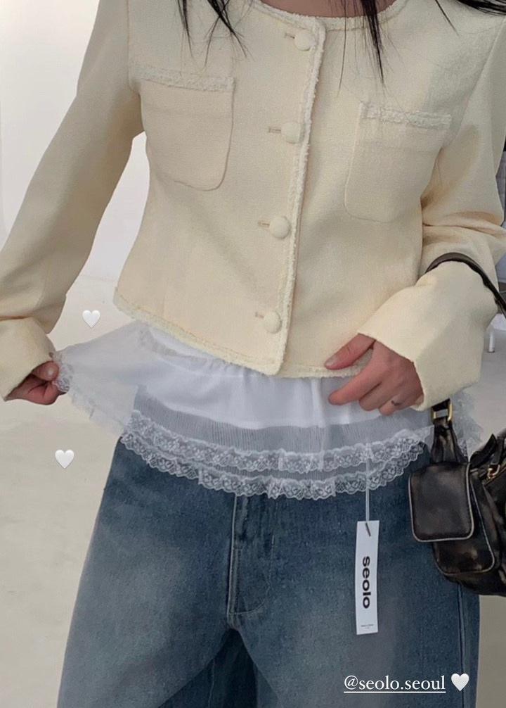 루아므 레이어드 레이스 미니 스커트