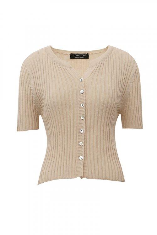페탈 리사이클 니트 가디건 - 베이지
