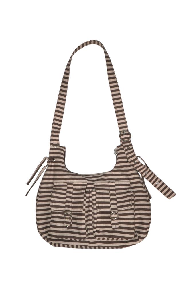 핸드메이드 y2k 빈티지 가방 vintagebag 브운 스트라이프 크로스백