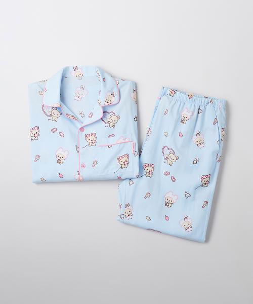 스파오(SPAO)  [리락쿠마] 쿠마들의 자유시간 긴팔 파자마(LIGHT BLUE)_SPPPF23U05 - 사이즈 & 후기 | 무신사