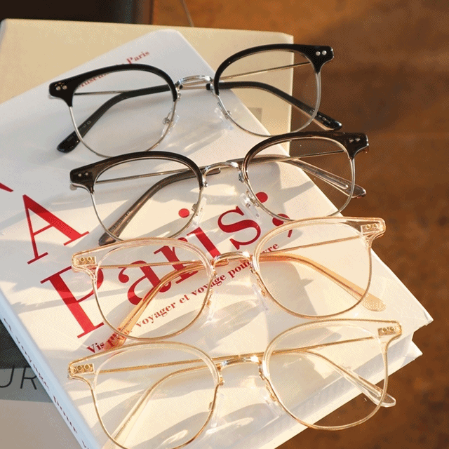 알리오 스타일 하금테 안경 반무테 반뿔테 블루라이트 차단 반테