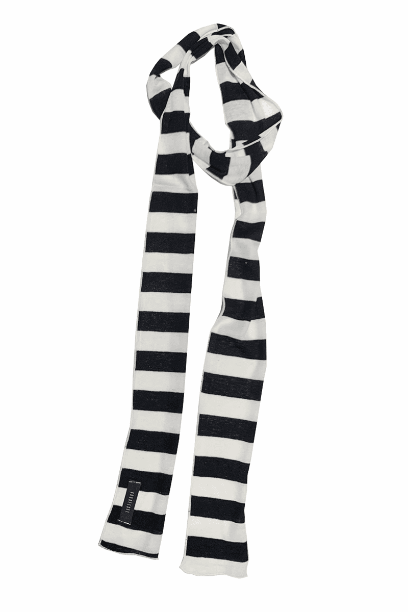 Merino wool stripe scarf (Ivory/black)
