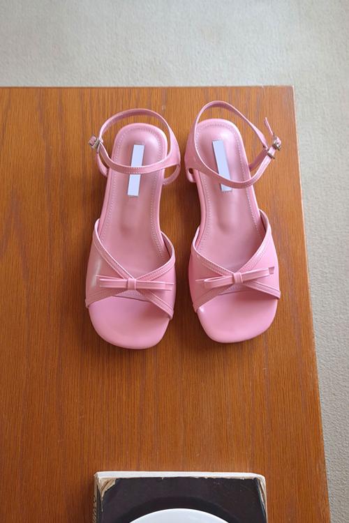 토오픈 일자 리본 앵클스트랩 샌들 1.2cm 3컬러