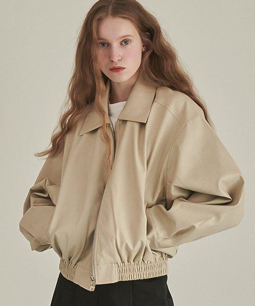 ECO LEATHER BLOUSON JACKET Beige