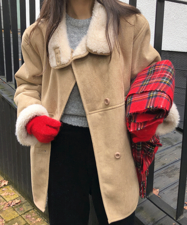 모어라운드 [윈터❄️] 웨디츠 스웨이드 퍼 하프 무스탕 자켓 -2color (겨울무스탕/겨울아우터/무스탕/하이넥무스탕/퍼무스탕/스웨이드무스탕/하프자켓/하프코트/데일리룩/출근룩)