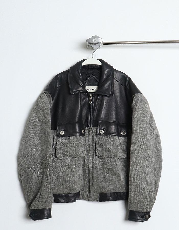 90's uoie ferree Leather Trim Corduroy Jacket