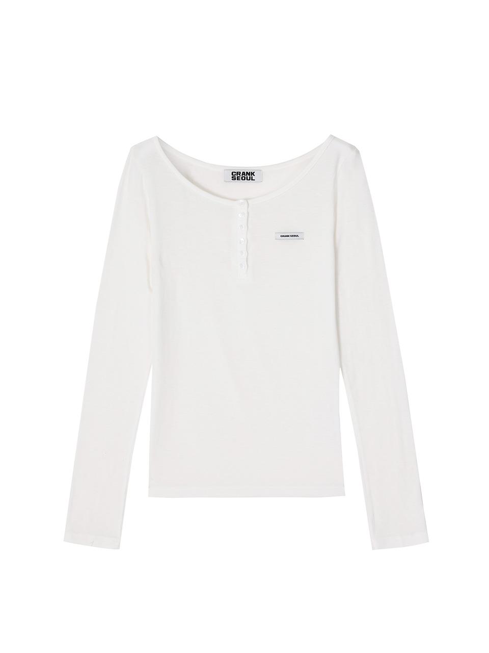 BASIC HENLEY NECK TOP_WHITE