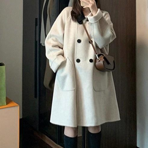 구디프 여성용 윈티 배색카라 더블 버튼 코트 - 코트/트렌치코트 | 쿠팡