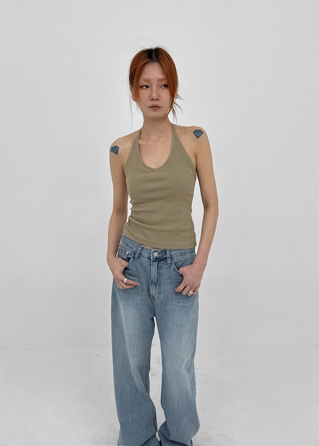 블랙업 [MADE] 플로테 홀터 스트링 나시 (캡내장)