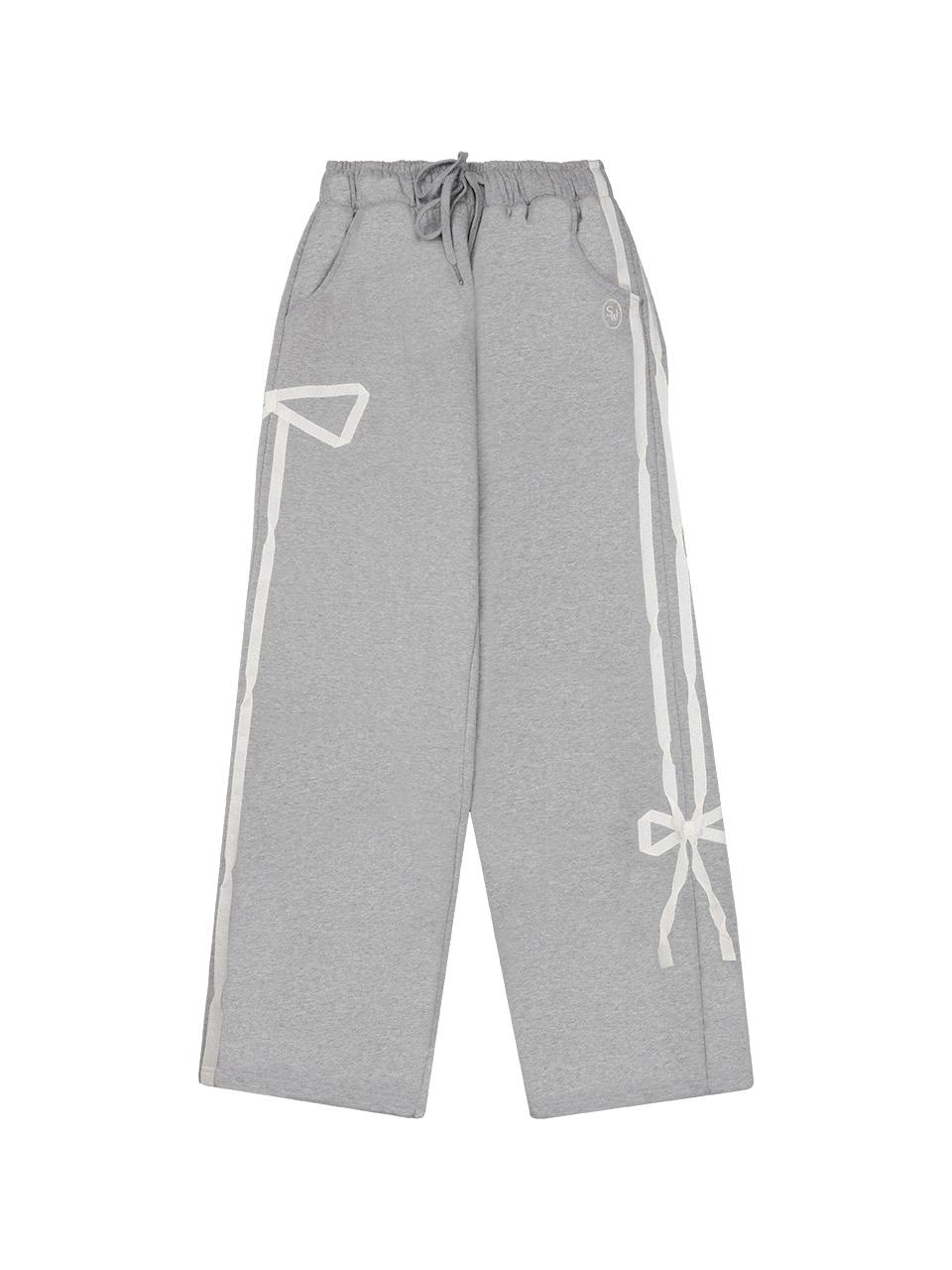 PRE-ORDER [SS ver] Sweet Ribbon Sweat Pants - Gray/White