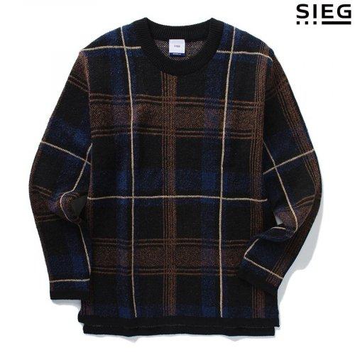 네이비 체크 자카드 풀오버 (PDUCX8019)