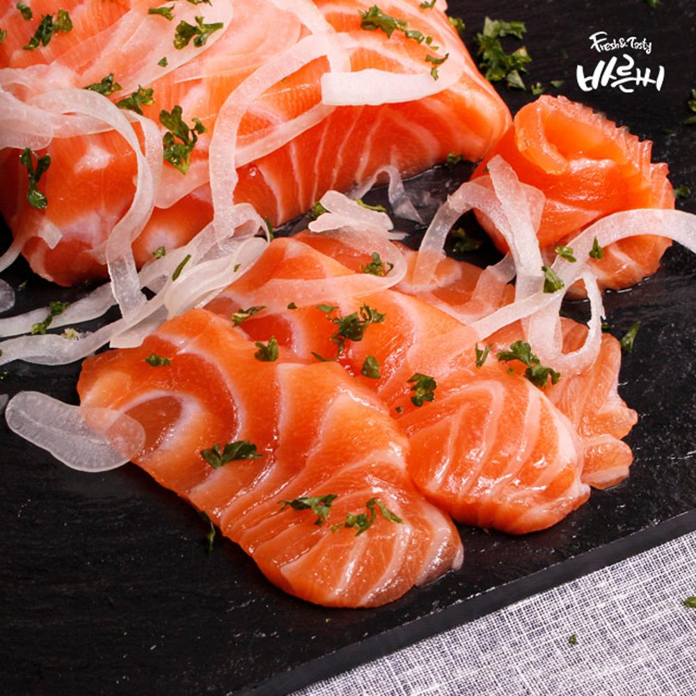 노르웨이 생연어 500g 숙성슬라이스 연어회 훈제연어