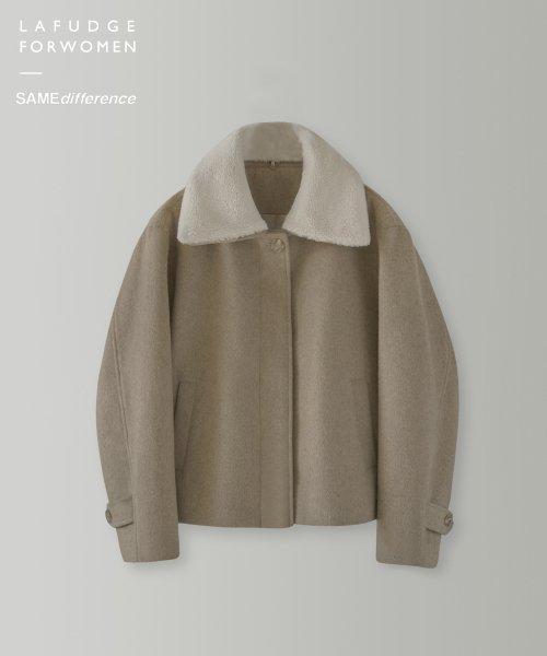 [세임디퍼런스 콜라보]울 시어링 칼라 숏 코트_Oatmeal