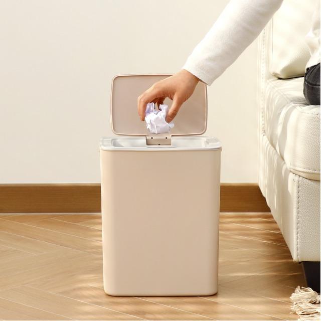 [스크래치A등급]스마트 모션 자동센서 인테리어 쓰레기통 미니 휴지통 12L (베이지 핑크 화이트)