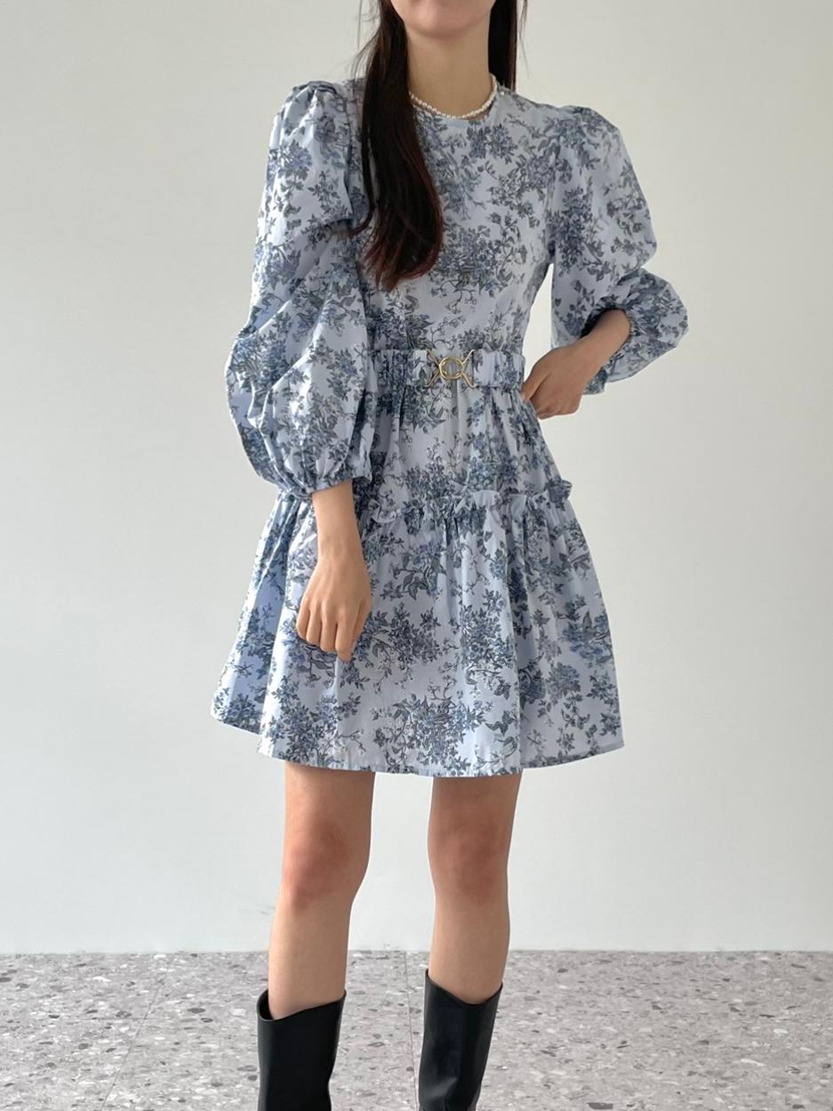 블루밍 플라워 프릴 캉캉 퍼프 미니원피스 벨트세트 원피스
