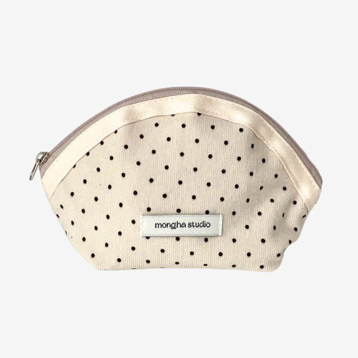 Dot round pouch-beige