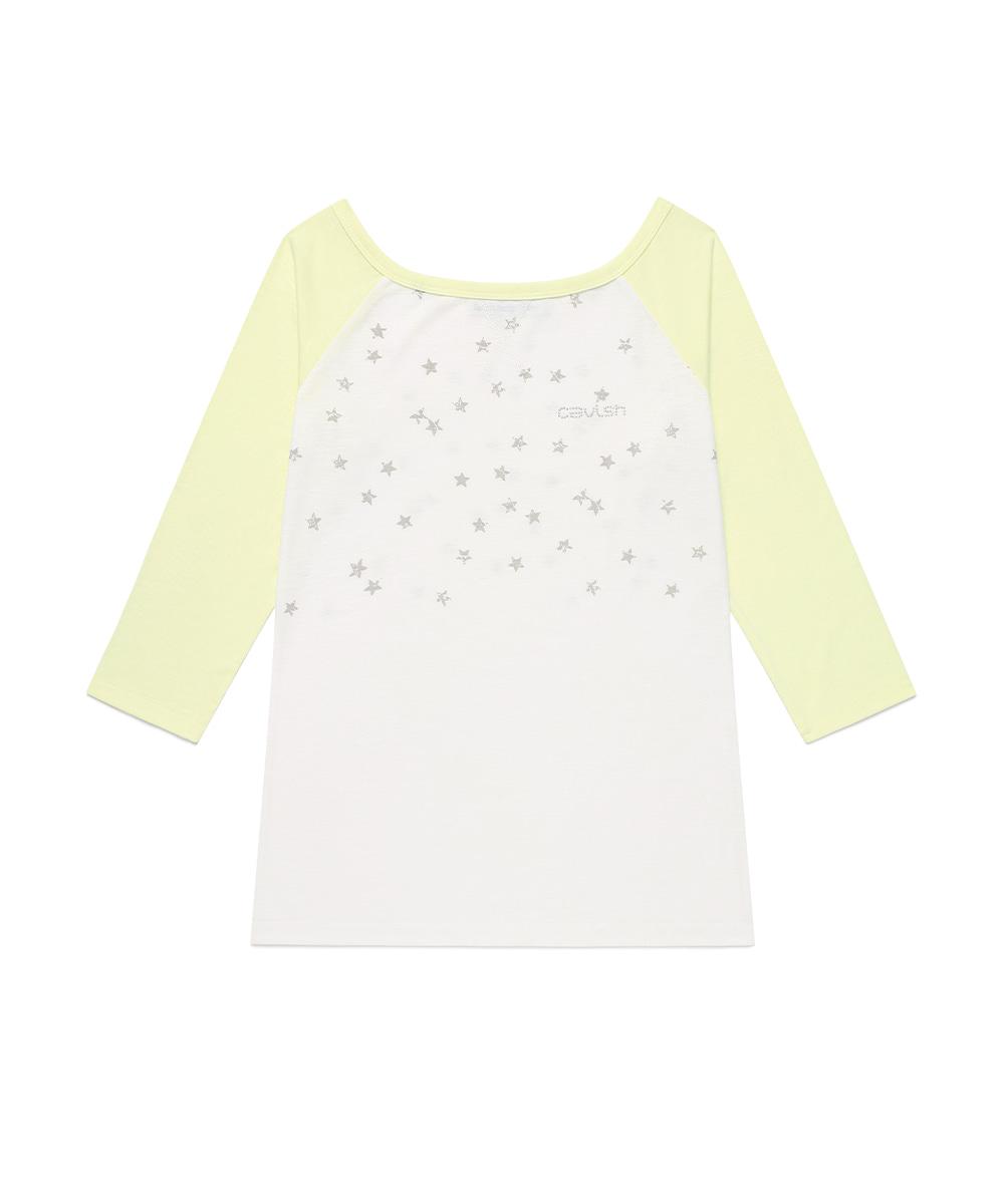 U NECK STAR RAGLAN LS TEE[WHITE]