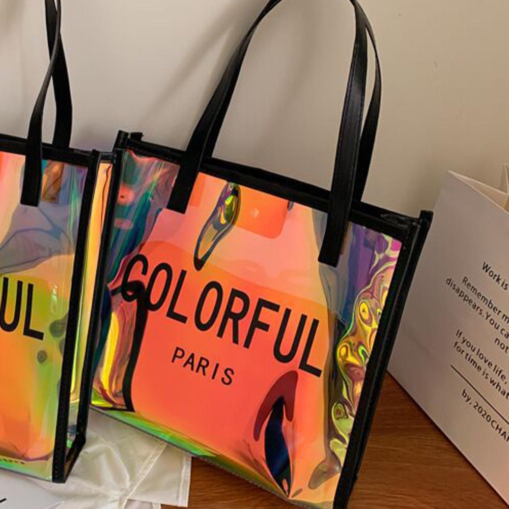 홀로그램 비치백 수영장 오로라 비치 물놀이 PVC 방수 가방