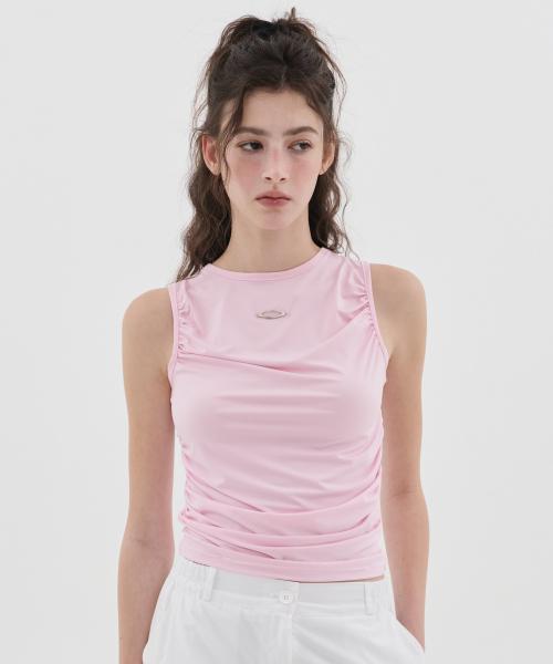 NOI1304 셔링 스판 슬리브리스 (핑크)