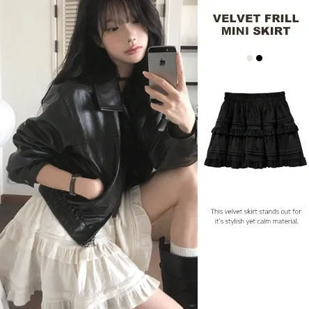 [속바지🖤/코디문의폭주🐰] 벨벳 캉캉 미니 스커트 - 2color