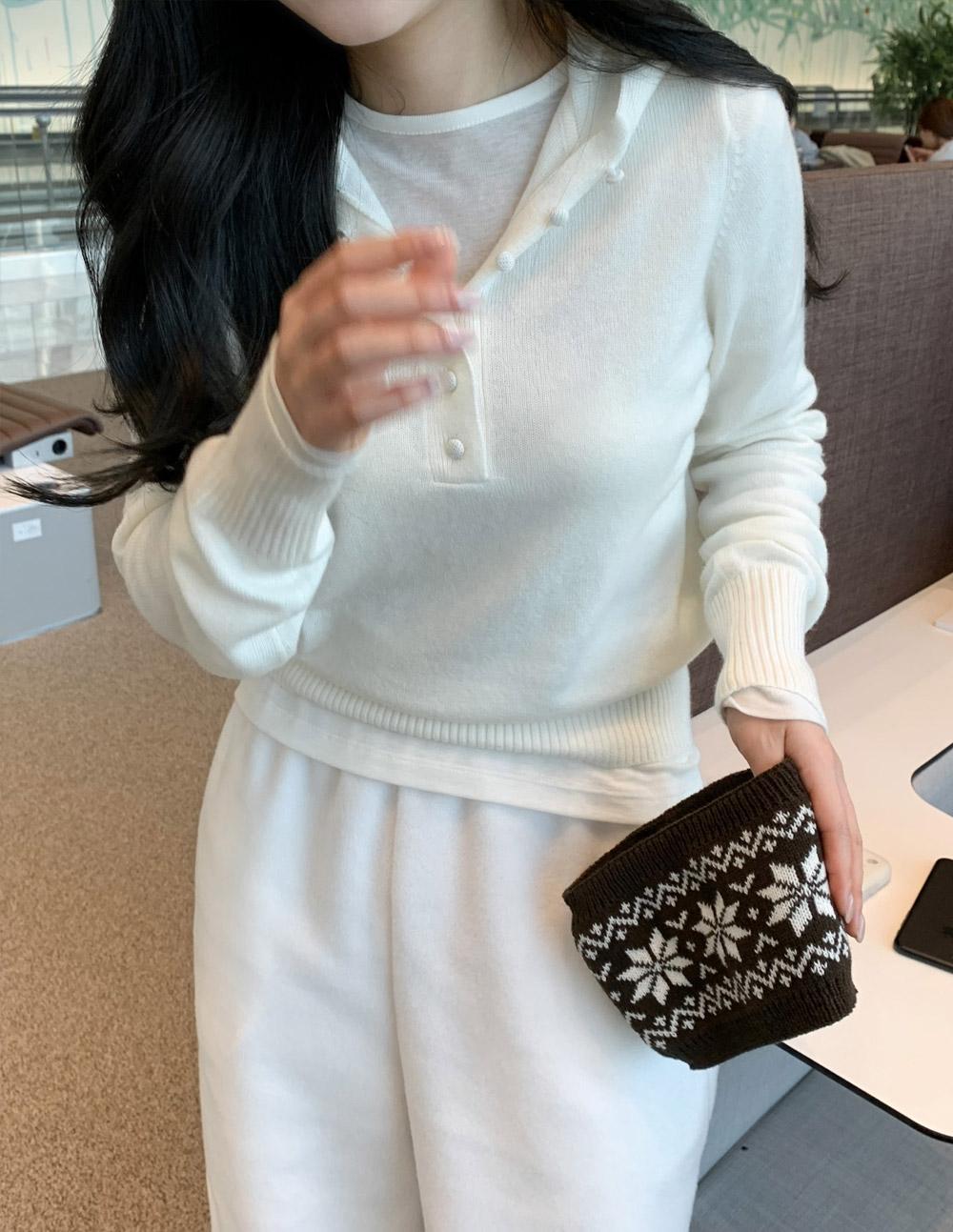 가내스라 치즈 울 후드니트 (4color)