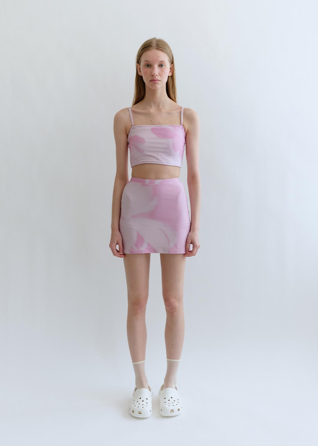 Flower Tube Top Skirt Set_Pink