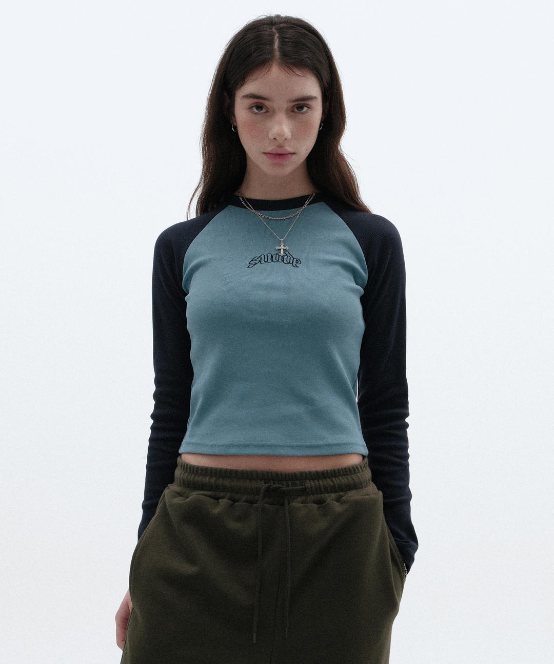 OUTLINE LOGO LONG SLEEVE [NAVY]