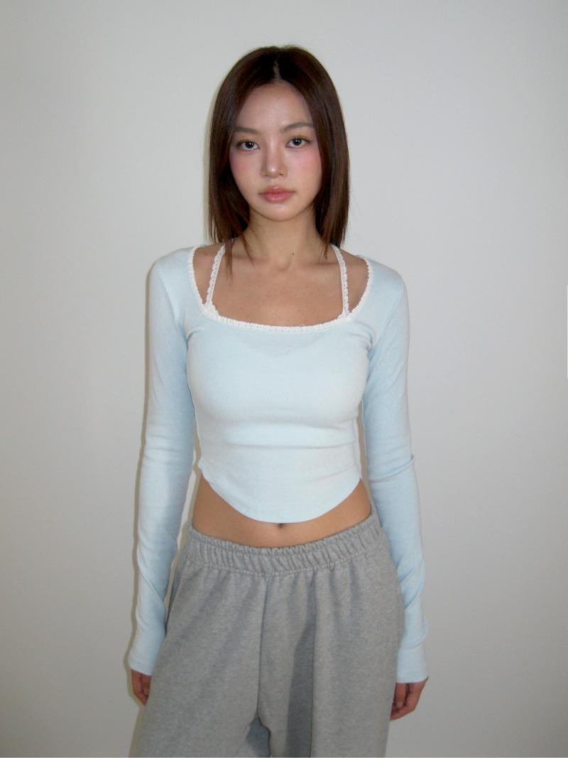 New lace side slit top