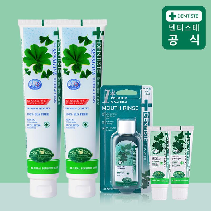 덴티스테 센서티브 시린이케어 치약 200g 2개+여행용 20g 2개+오랄린스 가글100ml