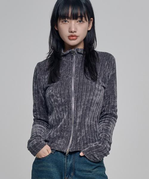 벨벳 케이블 가디건 차콜