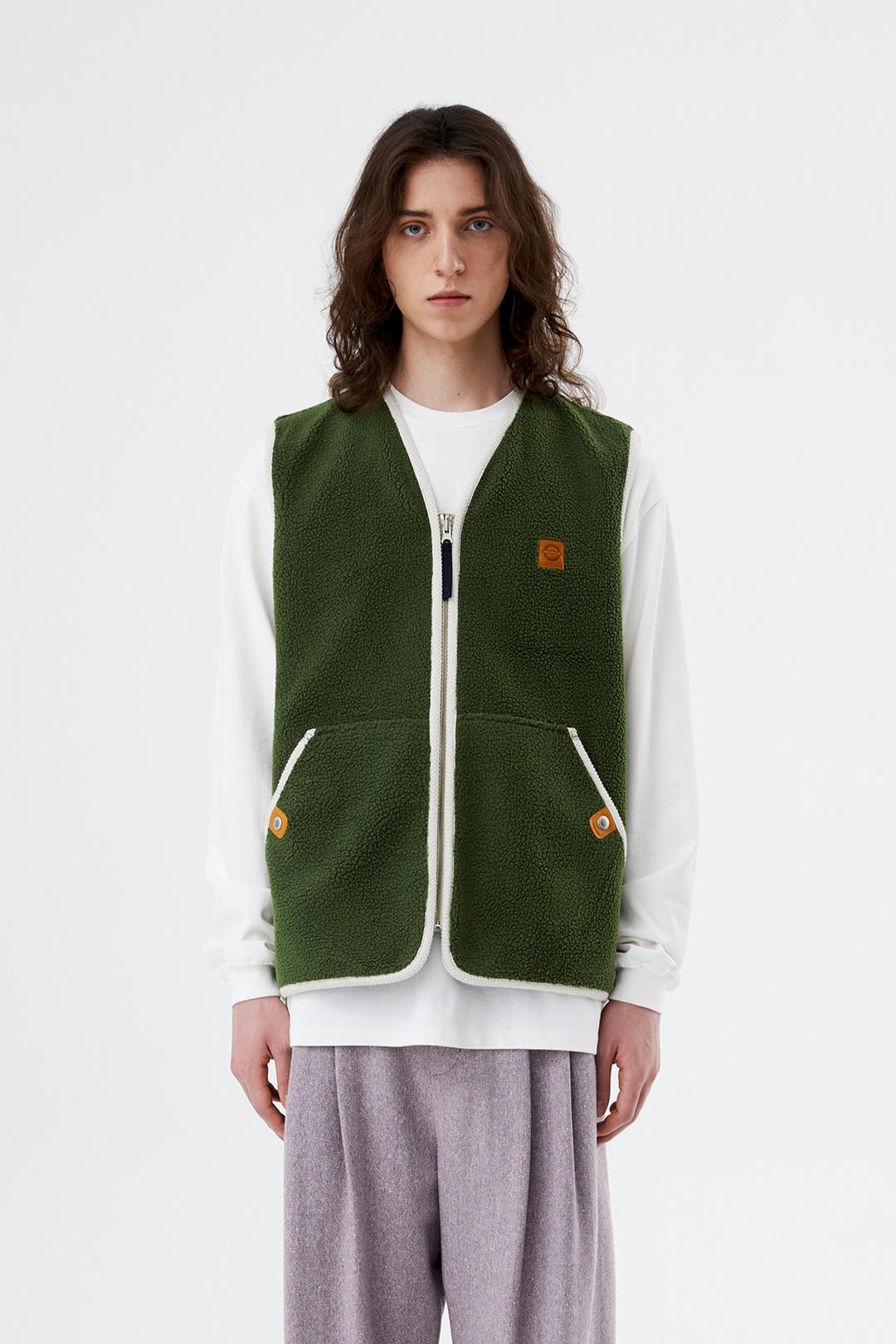 Reversible fleece gilet_Olive Green