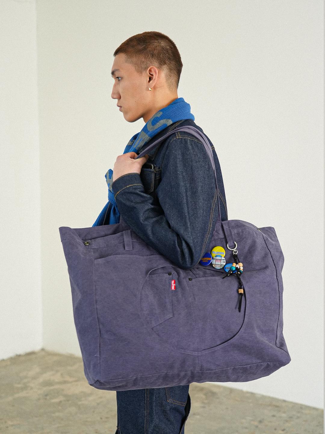 Circle Canvas Tote Bag (Navy)