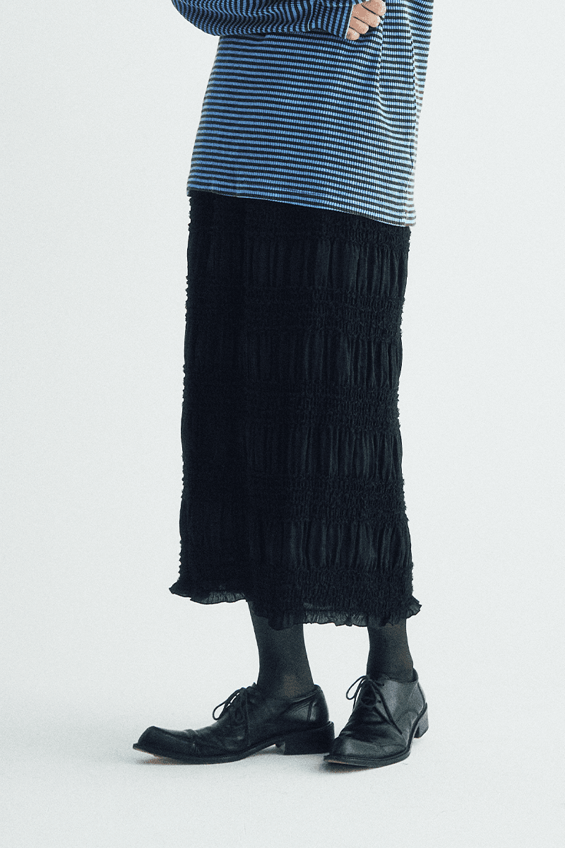 [6차입고완료]Lace frill long SK (black)