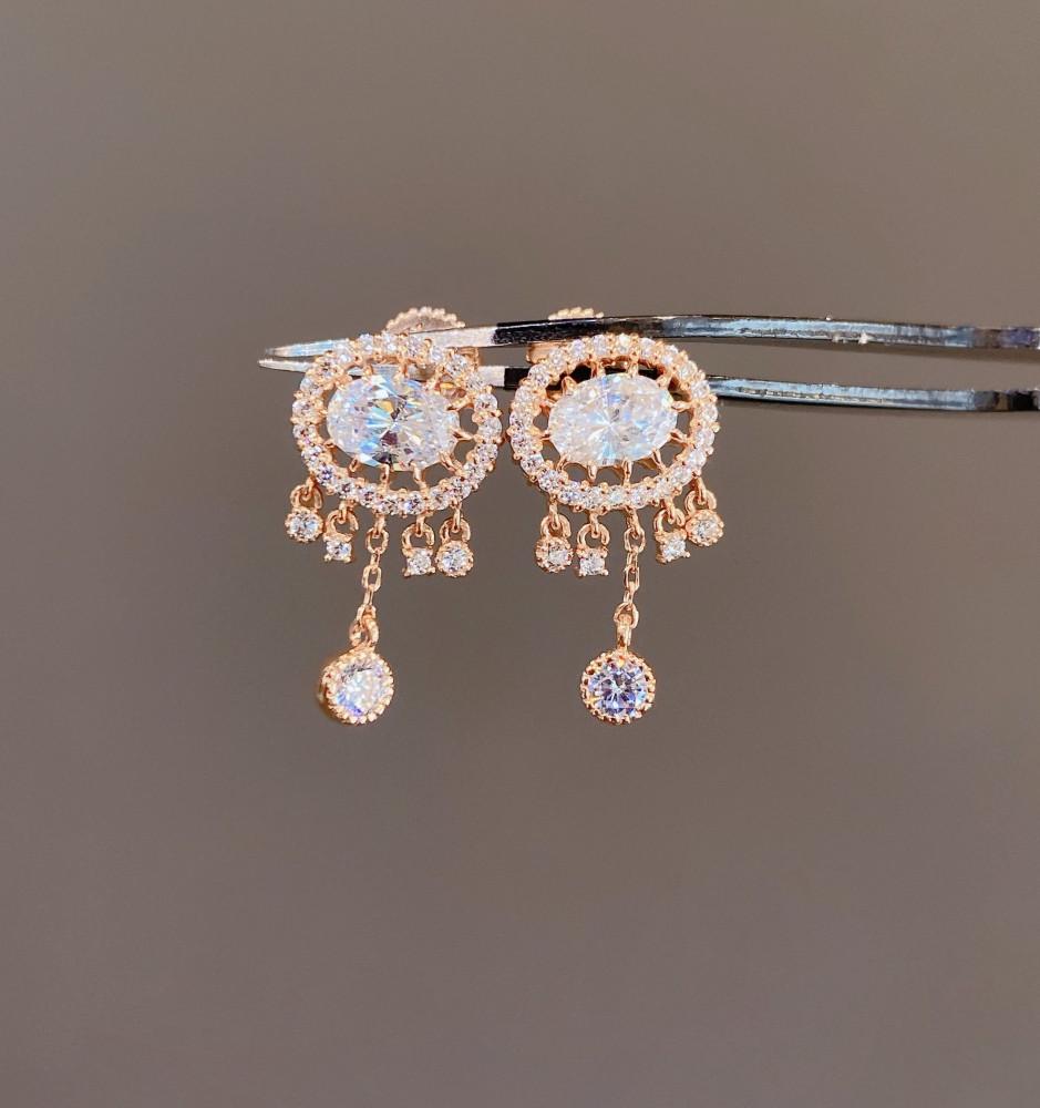 14K 18K  큐빅 미니 샹들리에 침 귀걸이