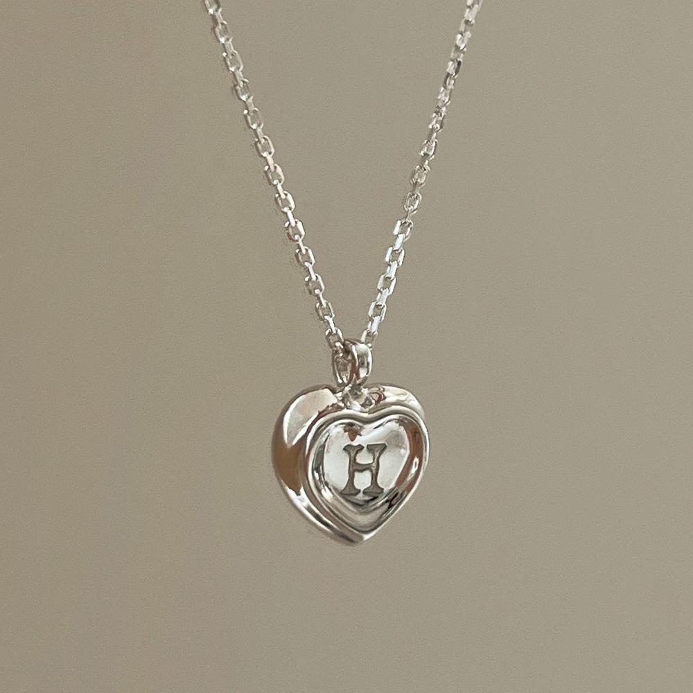 925실버 Awesome necklace 하트 이니셜 각인 목걸이