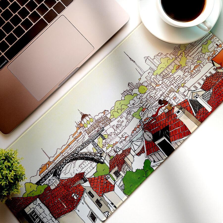 포르투갈 포르투 리안  논슬립 와이드 데스크매트 장패드 책상덮개