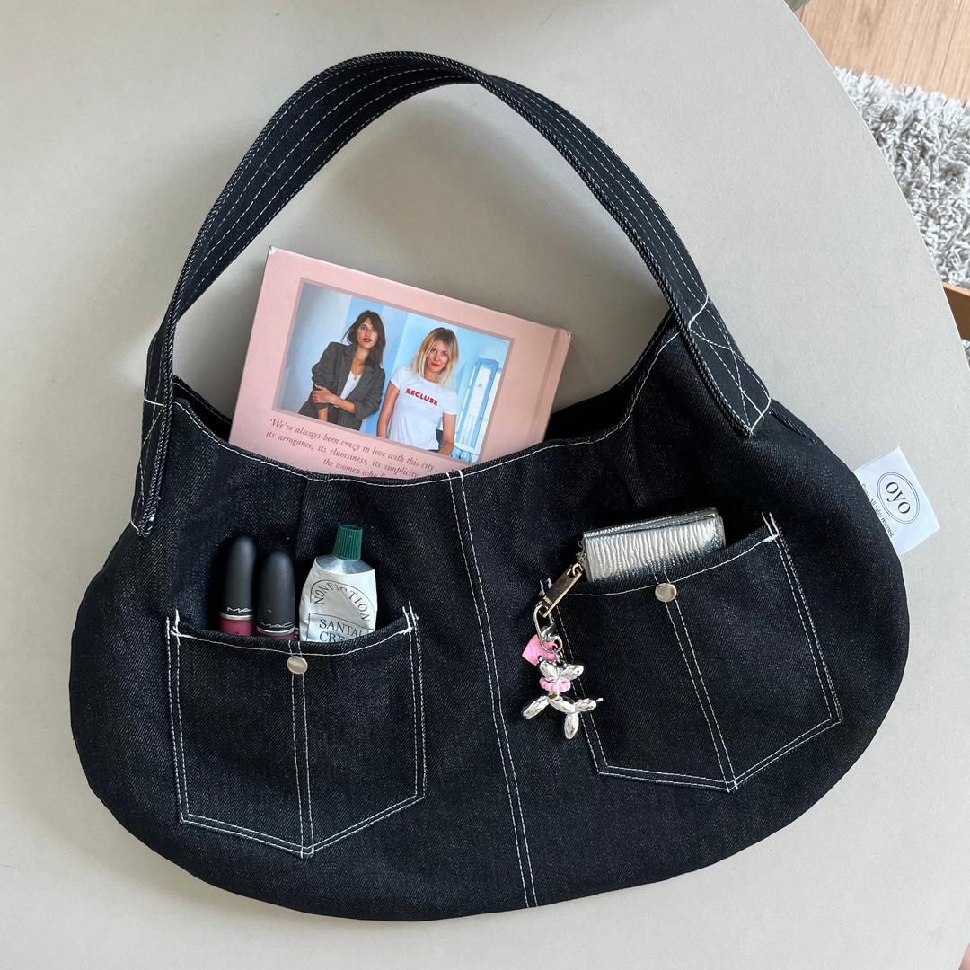 bold strap bag- denim black