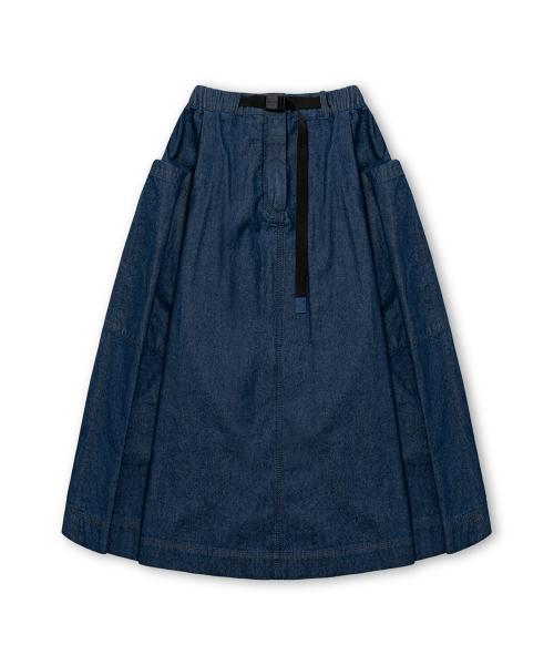 [AG.W] Belt Bloom Denim Skirt - Indigo Denim