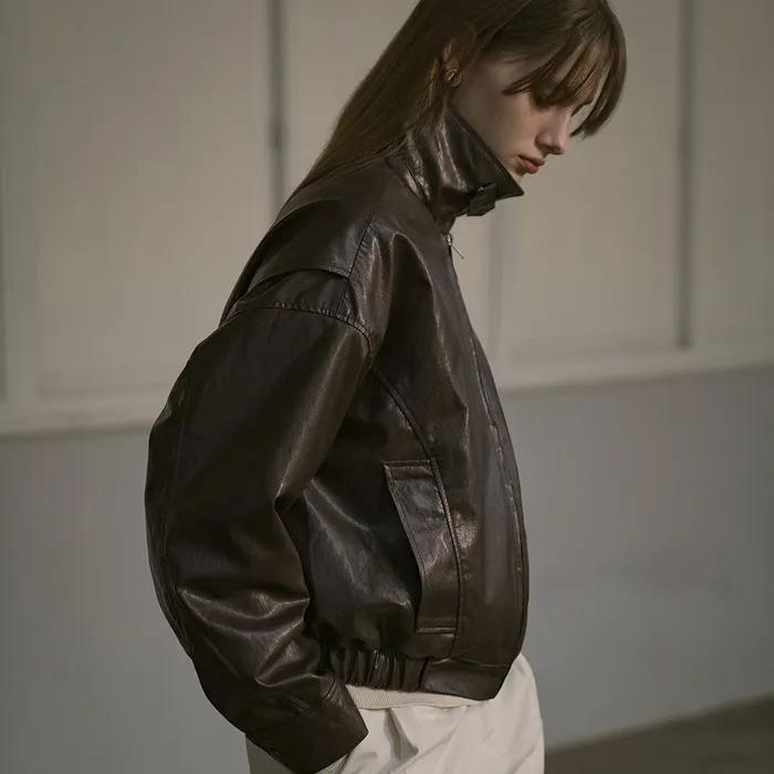 SIOT4075 Leather Bomber Jacket_Brown