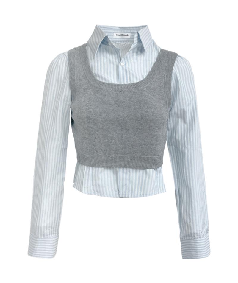 소프트 믹스 니트 베스트 셔츠