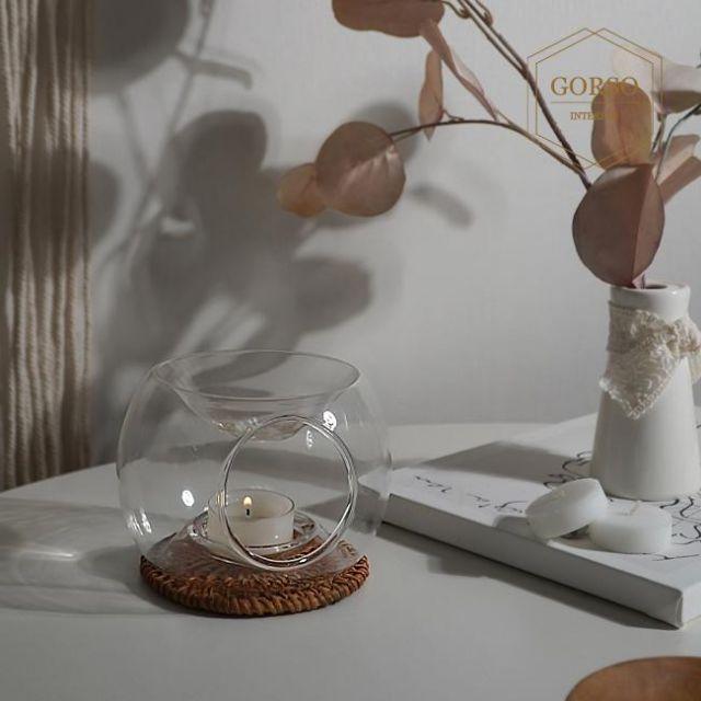 고르소 원형 유리 아로마 오일램프 버너 워머 티라이트 조명 아로마테라피 받침대