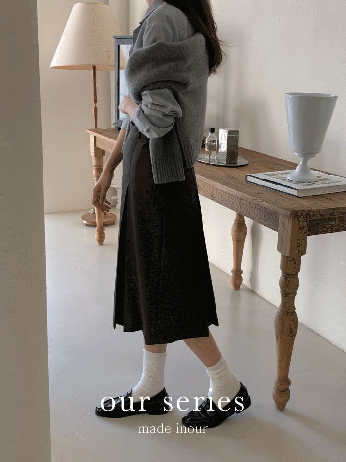 [our series] 플리츠 미디 스커트 (2color)_당일발송