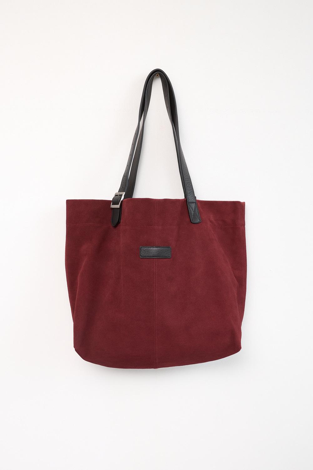 Suede Tote Dark Red