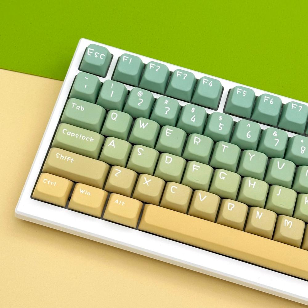 그린 옐로우 그라데이션 MDA PBT 키캡 한성 레오폴드 필코 키보드