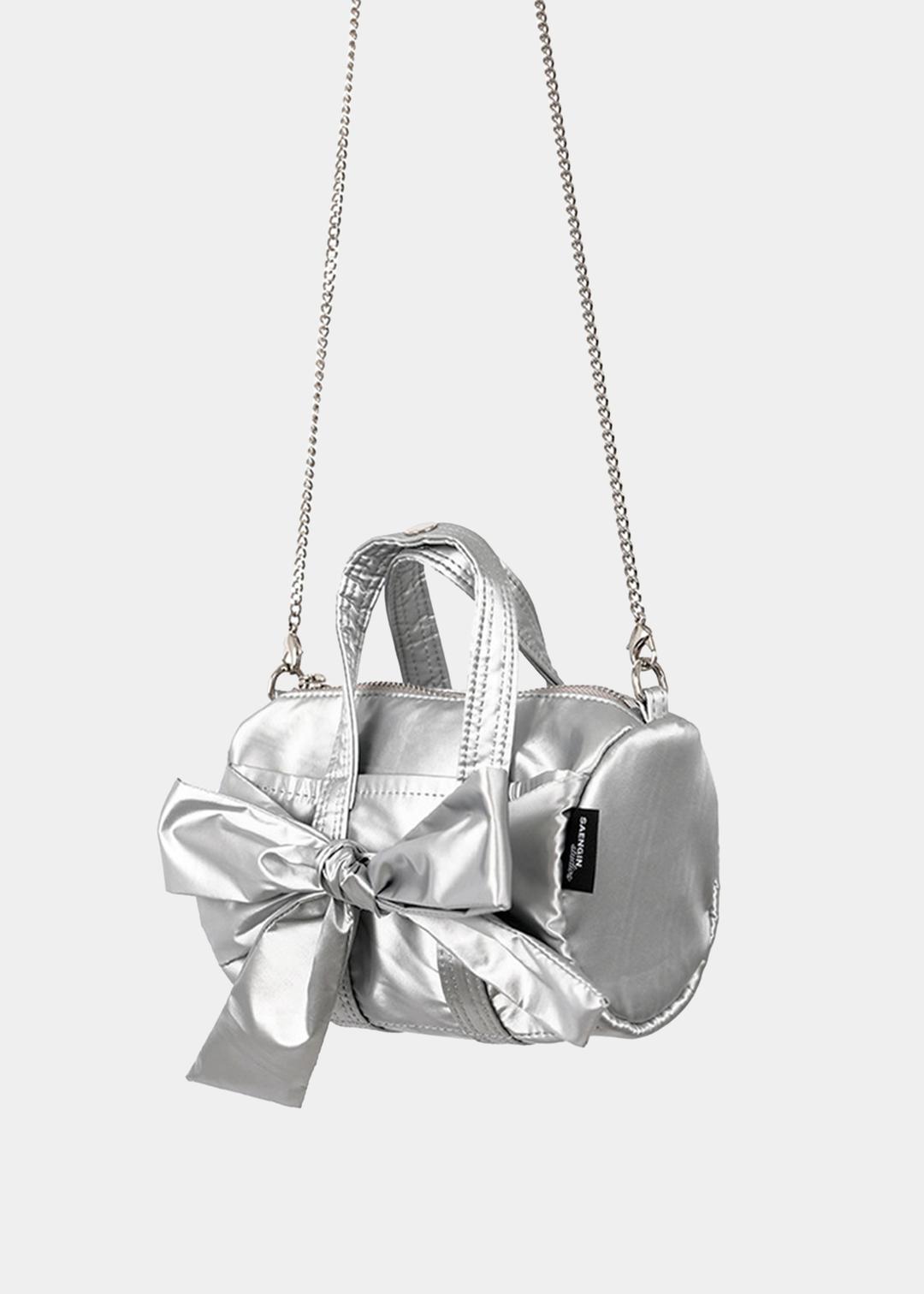 MINI RIBBON DUFFLE BAG - SILVER
