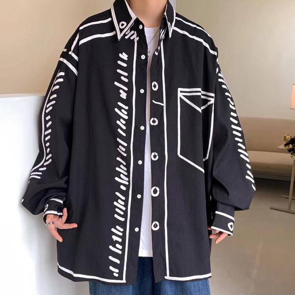 페이크주름 픽토 남방 셔츠