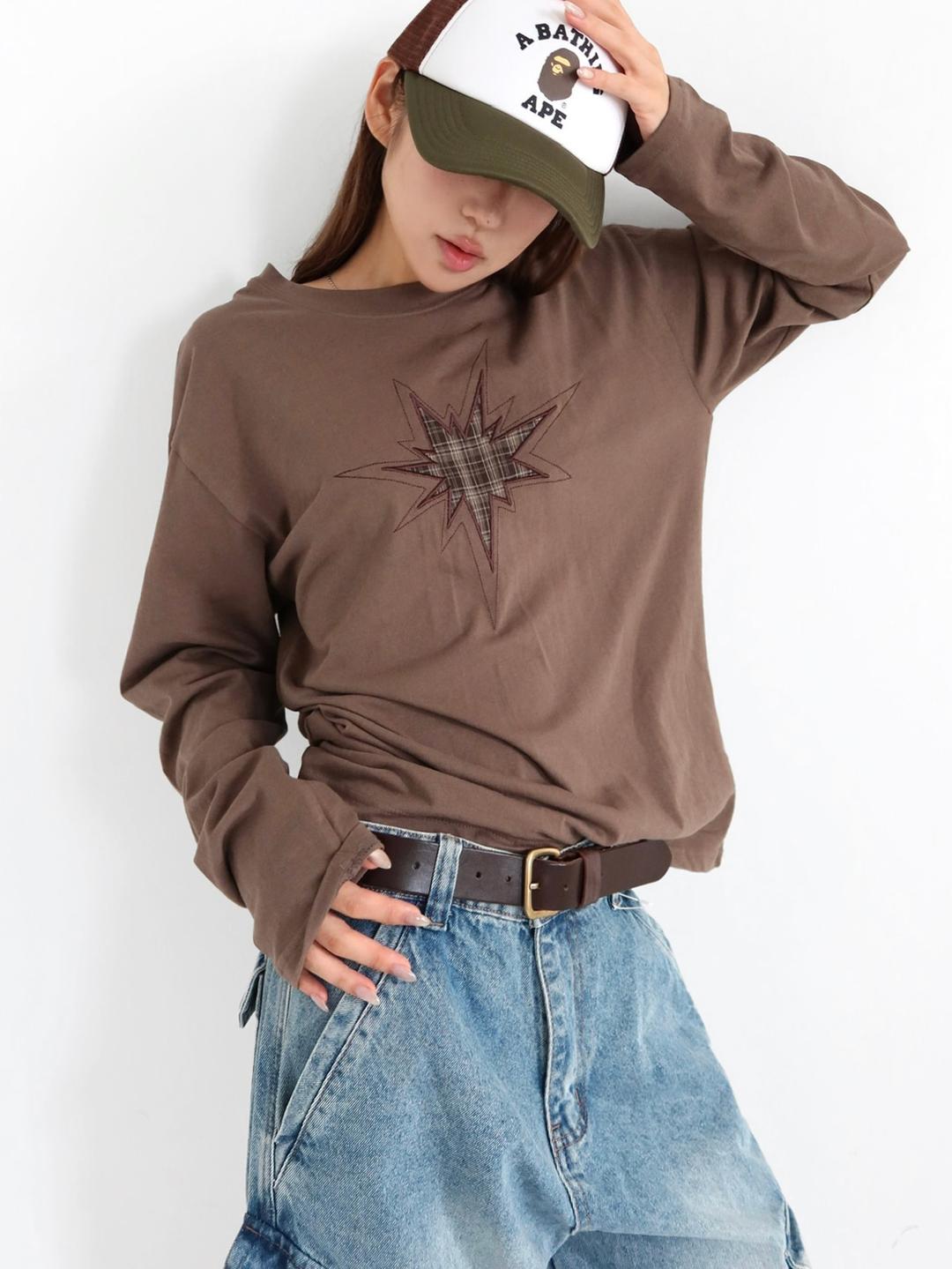 스파크 체크 패치 긴팔 티 (3color)