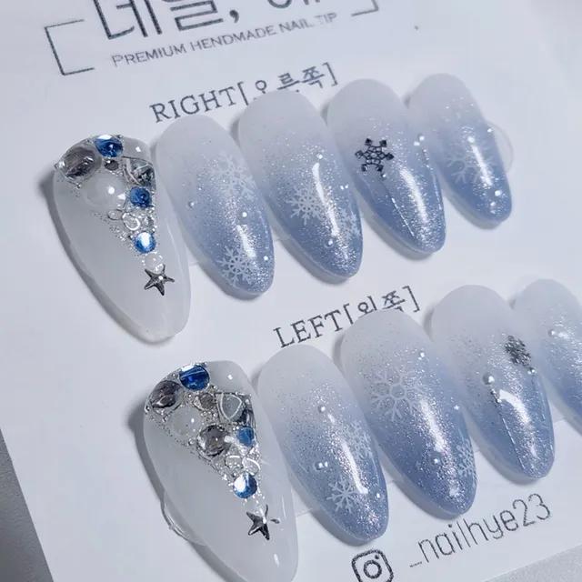 눈꽃 엘사의트리네일 수제네일팁