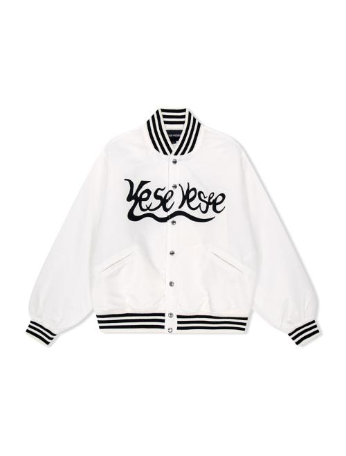 Y.E.S Snail Logo Stadium Jacket White